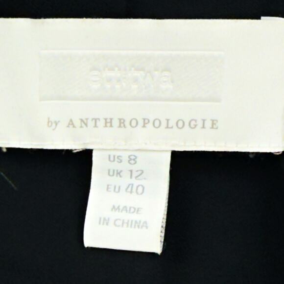 Ett twa Anthropologie Sz 8 Black Wrap Black Collared Button Blouse Blazer Shirt - Picture 5 of 9